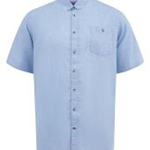 D555 Mens Big Size Linen Mix Short Sleeve Shirt With Button Down Collar and Pocket