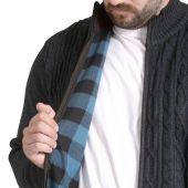 D555 Mens Big Size Fine Fleece Lined Cable Front And Zip Front Cardigan