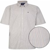 Espionage Mens Big Size Button Down Collar Check Short Sleeve Shirt With Breast Pocket