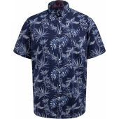 D555 Mens Big Size Leaf Print Short Sleeve Shirt