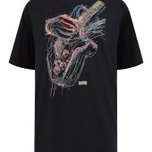 D555 Mens Big Size Multi Colour Guitar Print T Shirt
