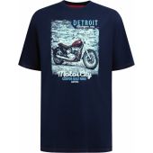 D555 Mens Big Size Detroit Motor Bike Print Cotton Crew Neck T Shirt