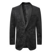 Skopes Mens Big Size Black Paisley Evening Jacket