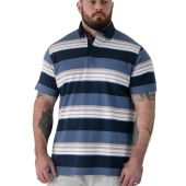 D555 Mens Big Size Stripe Short Sleeve Rugby Polo