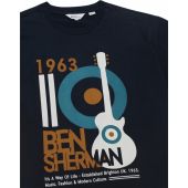 Ben Sherman Mens Big Size Guitar Poster Print Cotton Crew Neck T Shirt