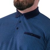 D555 Mens Big Size All Over Print With Contrast Collar And Cuff Short Sleeve Polo With Chest Pocket