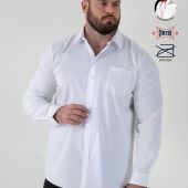 D555 Mens Big Size Stain Resistant Stretch Cotton Formal Long Sleeve Shirt