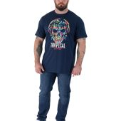 D555 Mens Big Size Tropical Beats Print Crew Neck T Shirt