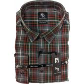 Kings Road Mens Big Size Brushed Cotton Button Down Collar Check Casual Long Sleeve Shirt With Breast Pocket
