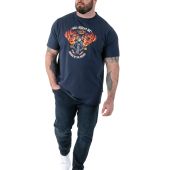 D555 Mens Big Size Hell Riders Print Cotton Crew Neck T Shirt