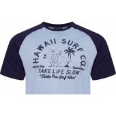 Kam Mens Big Size Crew Neck Hawaii Surf Print Raglan Sleeve TShirt