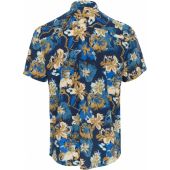 Blend Mens Big Size Flower Print Casual Short Sleeve Shirt