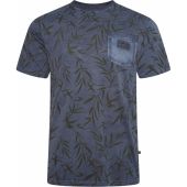 Kam Mens Big Size Tokyo Leaf Print Crew Neck TShirt With Chest Pocket