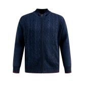 D555 Mens Big Size Fine Fleece Lined Cable Front And Zip Front Cardigan