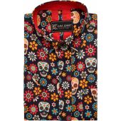 Kam Mens Big Size Skull And Flower Print Cotton Casual Short Sleeve Shirt