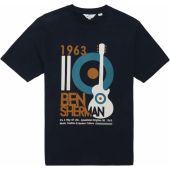 Ben Sherman Mens Big Size Guitar Poster Print Cotton Crew Neck T Shirt