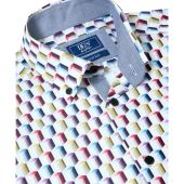 Douglas & Grahame Mens Big Size Drifter Casual Geometric Design Short Sleeve Shirt