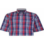 Espionage Mens Big Size Cotton Button Down Collar Check Short Sleeve Shirt