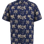 D555 Mens Big Size Flower Print Short Sleeve Button Down Collar Shirt With Pocket