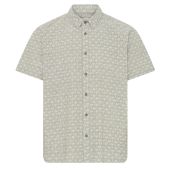 Blend Mens Big Size Linen Mix Palm Tree Print Short Sleeve Shirt