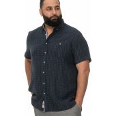 D555 Mens Big Size Jacquard Linen Mix Short Sleeve Shirt