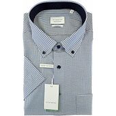 Eterna Mens Big Size Comfort Fit Button Down Collar Gingham Check Short Sleeve Shirt