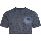 Kam Mens Big Size Tokyo Leaf Print Crew Neck TShirt With Chest Pocket