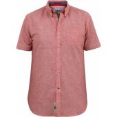 D555 Mens Big Size Linen Mix Button Down Collar Short Sleeve Casual Shirt With Breast Pocket