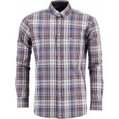 Fynch Hatton Mens Big Size Button Down Cotton Check Casual Long Sleeve Shirt
