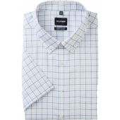 Olymp Mens Big Size Comfort Fit Check Button Down Collar Casual Short Sleeve Shirt