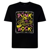Espionage Mens Big Size Punk Rock Print Crew Neck T Shirt