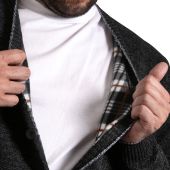 D555 Mens Big Size Button Cardigan With Fine Fleece Lining