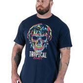 D555 Mens Big Size Tropical Beats Print Crew Neck T Shirt