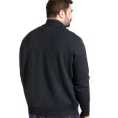 D555 Mens Big Size Fine Fleece Lined Cable Front And Zip Front Cardigan