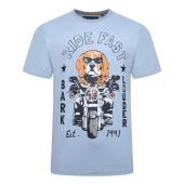 Kam Mens Big Size Dog Biker Print Crew Neck T Shirt