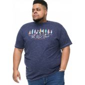 D555 Mens Big Size Fishing Hook Print Crew Neck T Shirt