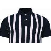 Peter Gribby Mens Big Size Honeycomb Texture Virtical Stripe Short Sleeve Polo