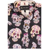 Kam Mens Big Size Ghost Skull Print Short Sleeve Shirt