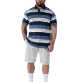 D555 Mens Big Size Stripe Short Sleeve Rugby Polo
