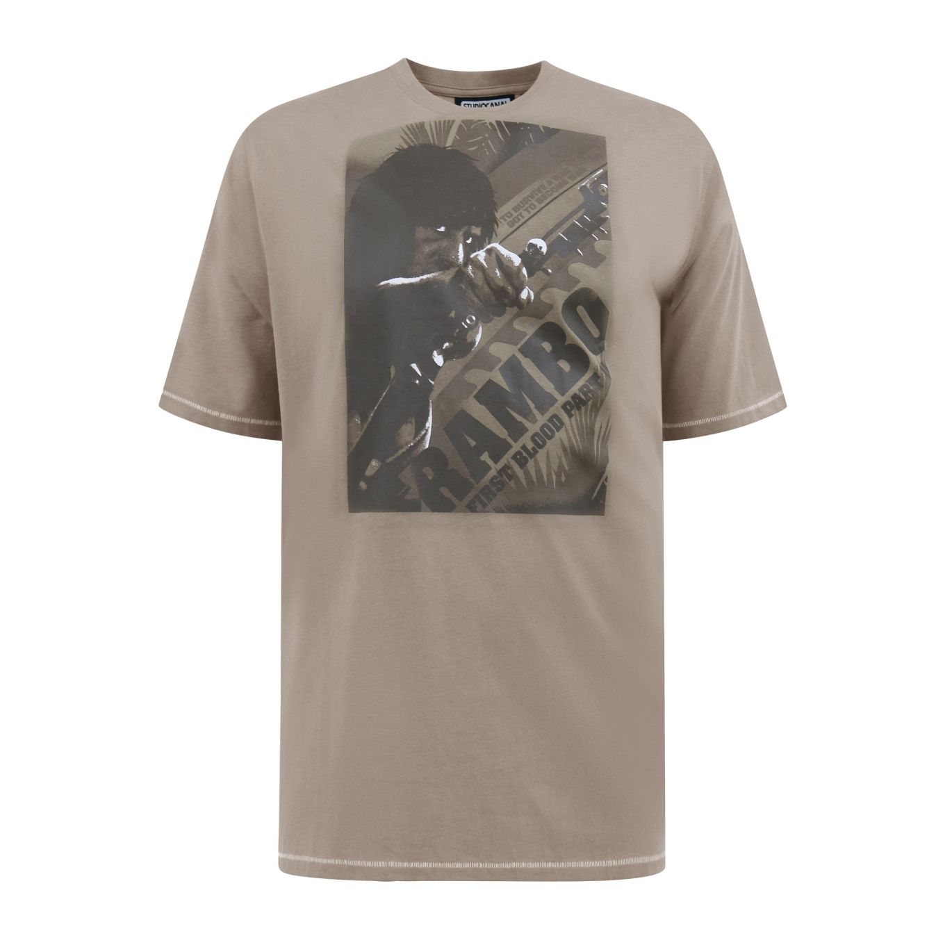 D555 Mens Big Size Rambo Print Crew Neck T Shirt