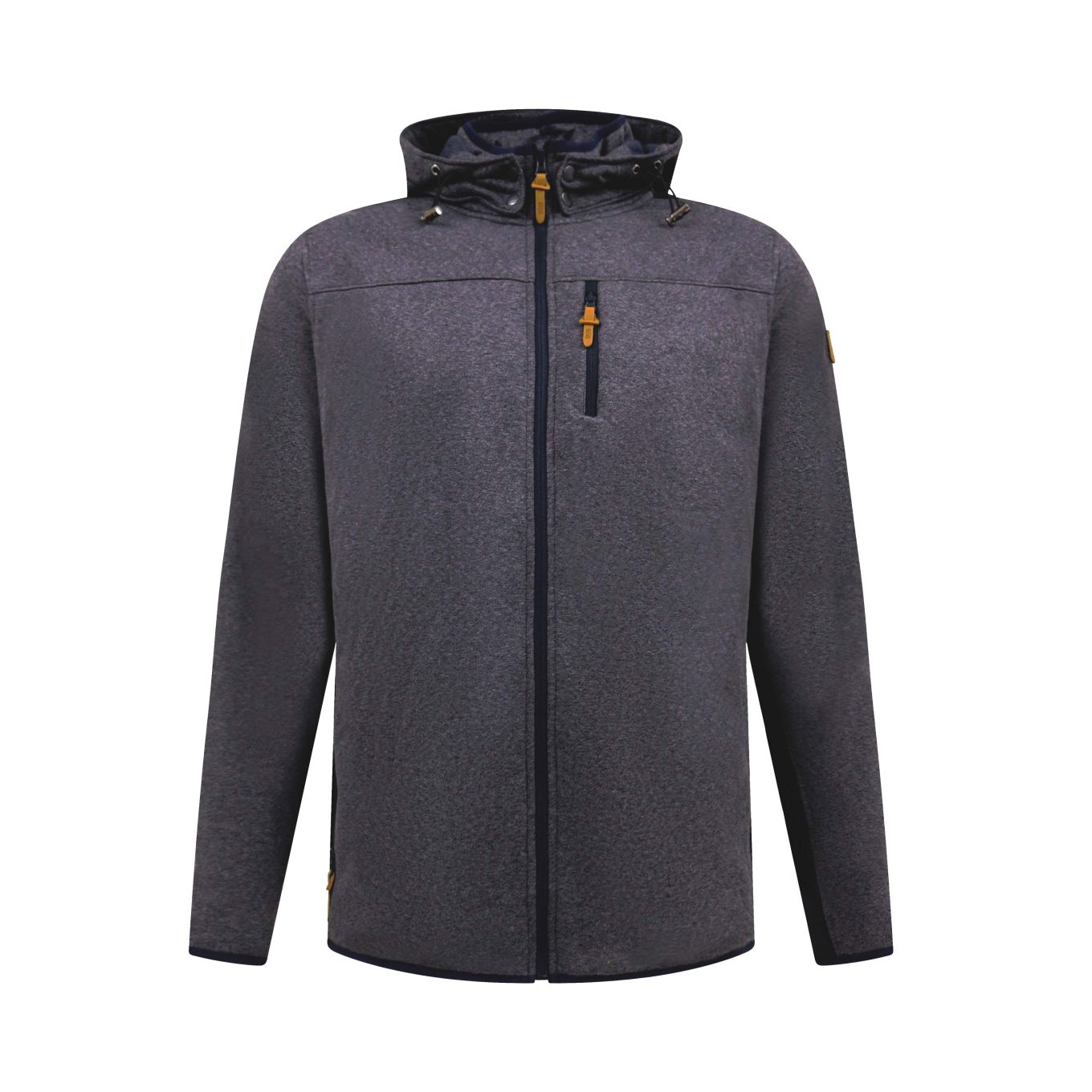D555 Mens Big Size Detachable Hood Bonded Fleece Zip Through Hoody With Cut And Sew Panels