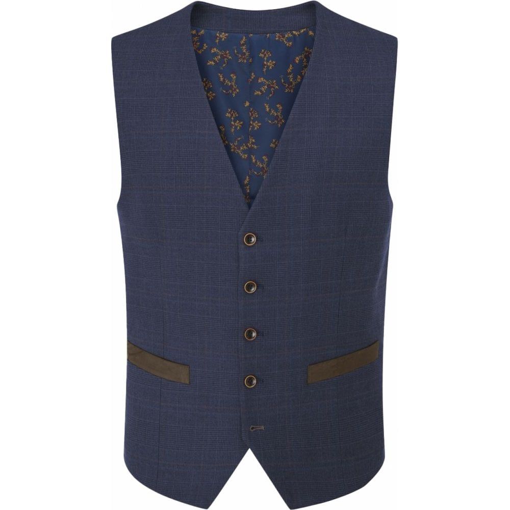Skopes Mens Big Size Stretch Check Suit Waistcoat