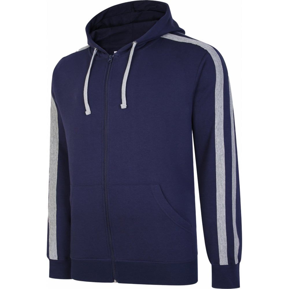 Ed Baxter Mens Big Size Zip Front Hoody With Side Stripes And Front Pockets