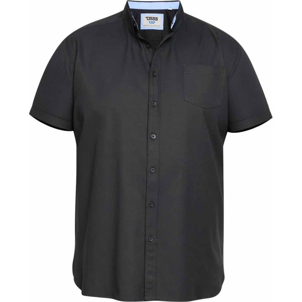 D555 Mens Big Size Oxford Button Down Collar Cotton Short Sleeve Shirt With Breast Pocket