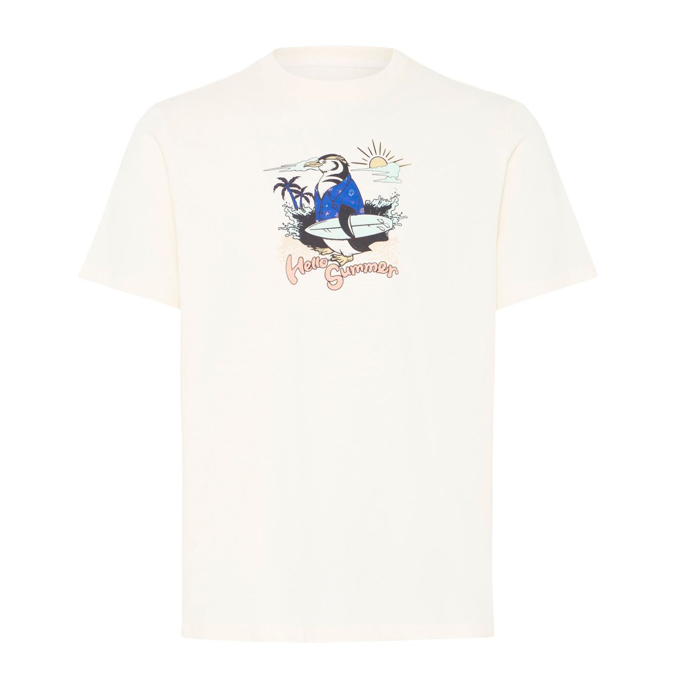 Blend Mens Big Size Crew Neck Penguin Surfboard TShirt