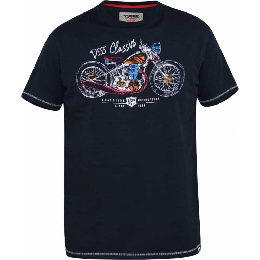 Duke Mens Big Size - Denton - Classic Motor Cycle Print Crew Neck T Shirt