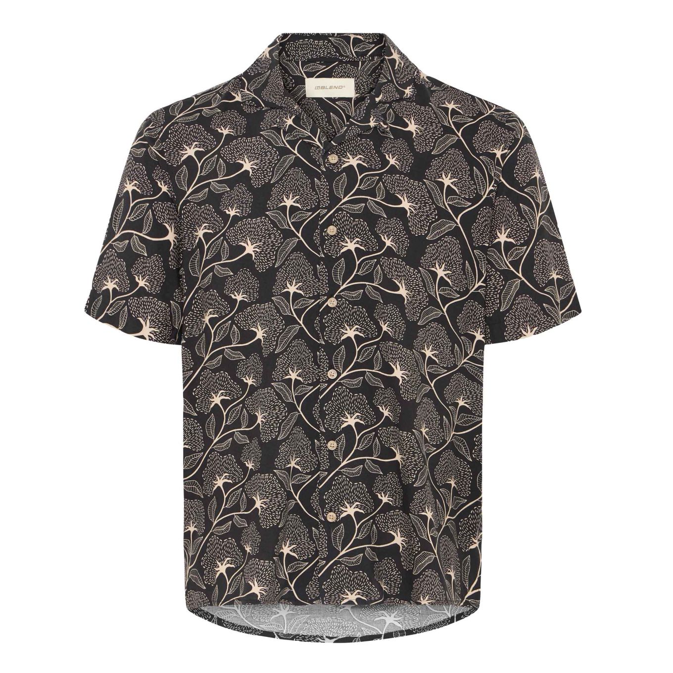 Blend Mens Big Size Flower Print Short Sleeve Shirt