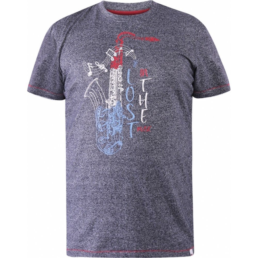 Duke Mens Big Size Saxophone Print Cotton Crew Neck T Shirt