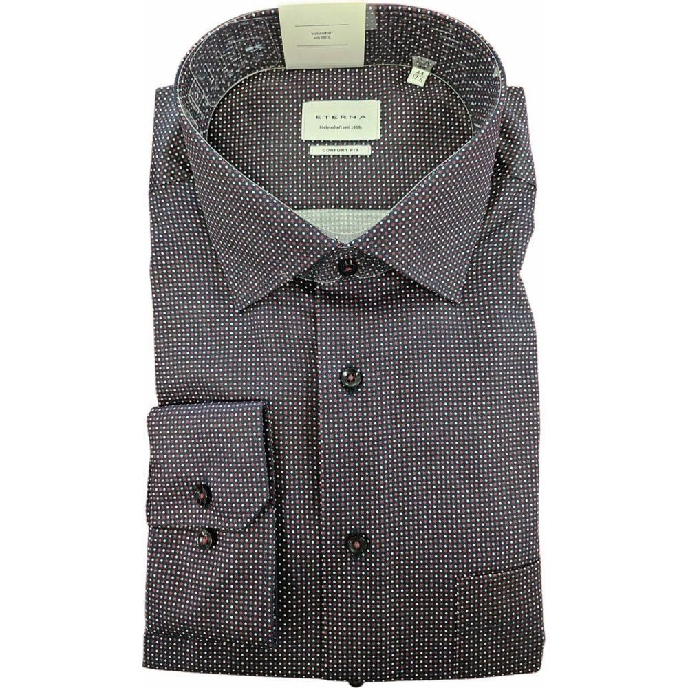 Eterna Mens Big Size Micro Pattern Formal Long Sleeve Shirt
