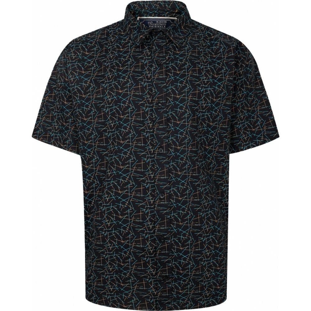 Ed Baxter Mens Big Size Pattern Print Cotton Casual Short Sleeve Shirt